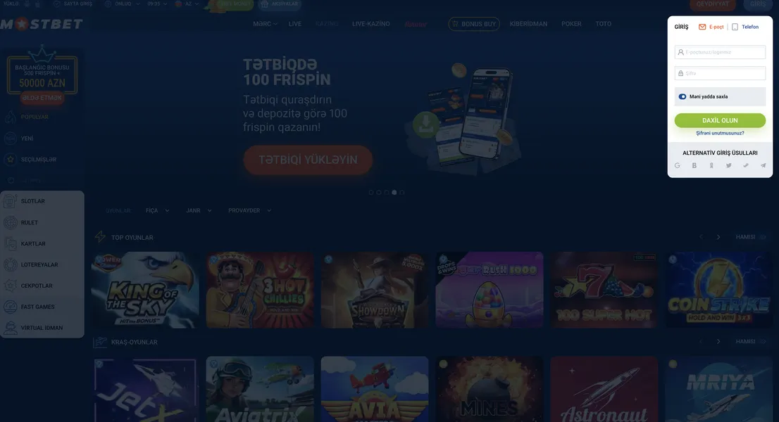 Mostbet giriş üsulları və platformalar