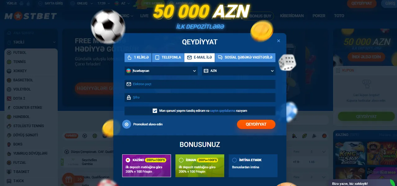 MostBet Casino qeydiyyatı və giriş prosesi